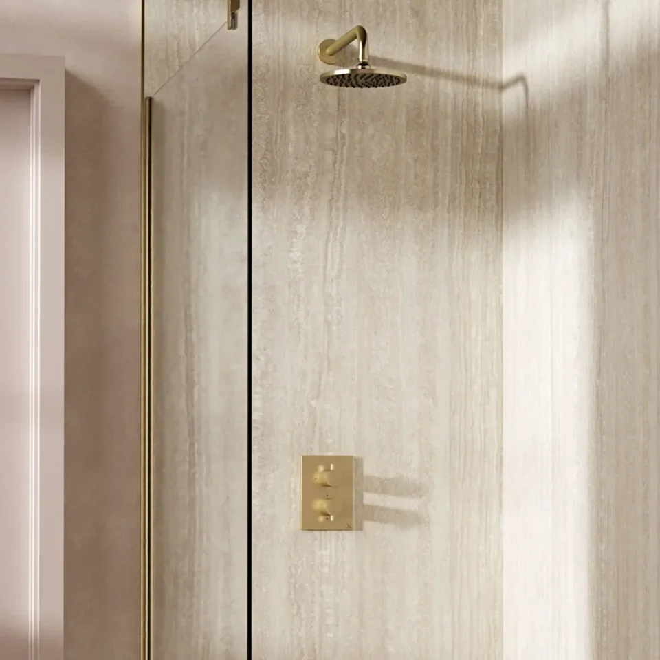 Crosswater Crossbox Shower Set 1 Brushed Brass 200mm product image - Image 1