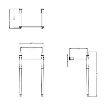 Burlington Guild Basin Stand 450mm Gold detail view - Image 2