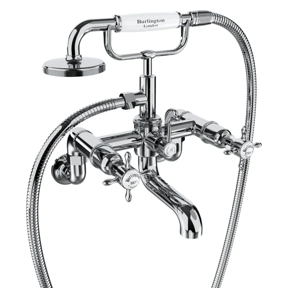 Burlington Guild Bath Shower Mixer Wall Mounted Chrome detail view - Image 2