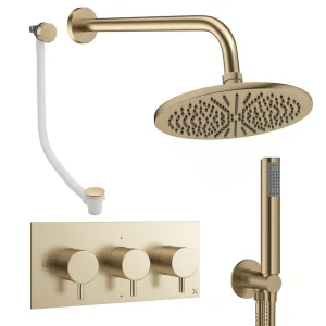 Crosswater Design Shower Set 8 Brushed Brass 300mm