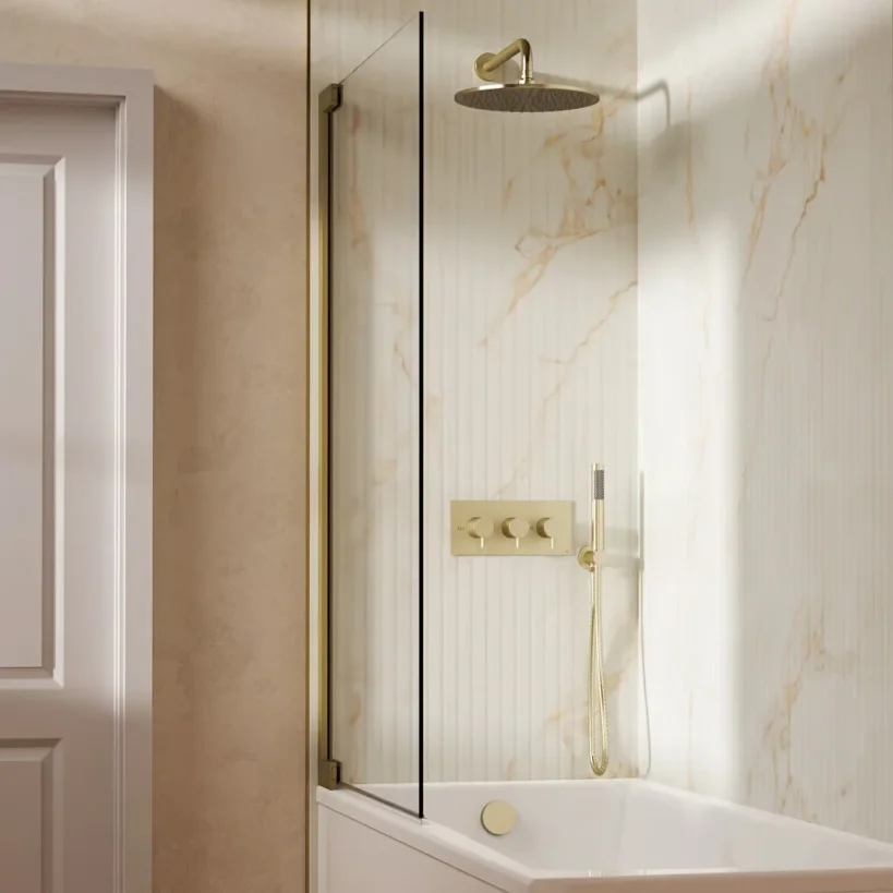 Crosswater Design Shower Set 8 Brushed Brass 300mm detail view - Image 2