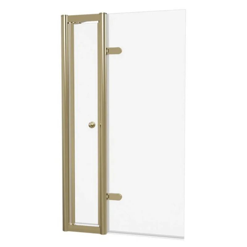 Burlington Classique Hinged Bath Screen With Access Door 850 And Victorian 1850 Handle Gold detail view - Image 2