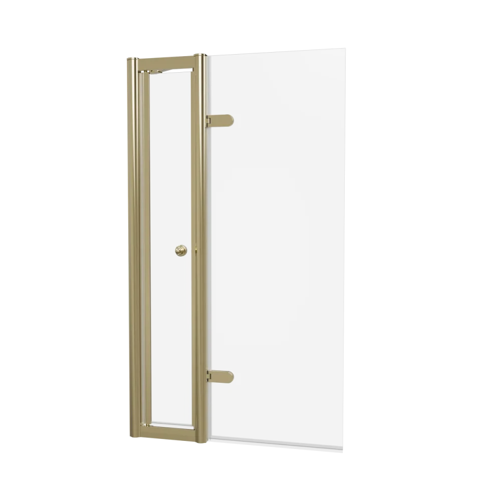 Burlington Classique Hinged Bath Screen With Access Door 850 And Victorian 1850 Handle Gold product image - Image 3