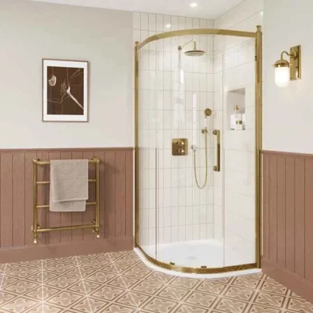 Burlington Classique Single Quadrant Door 900 X 900 Gold detail view - Image 2