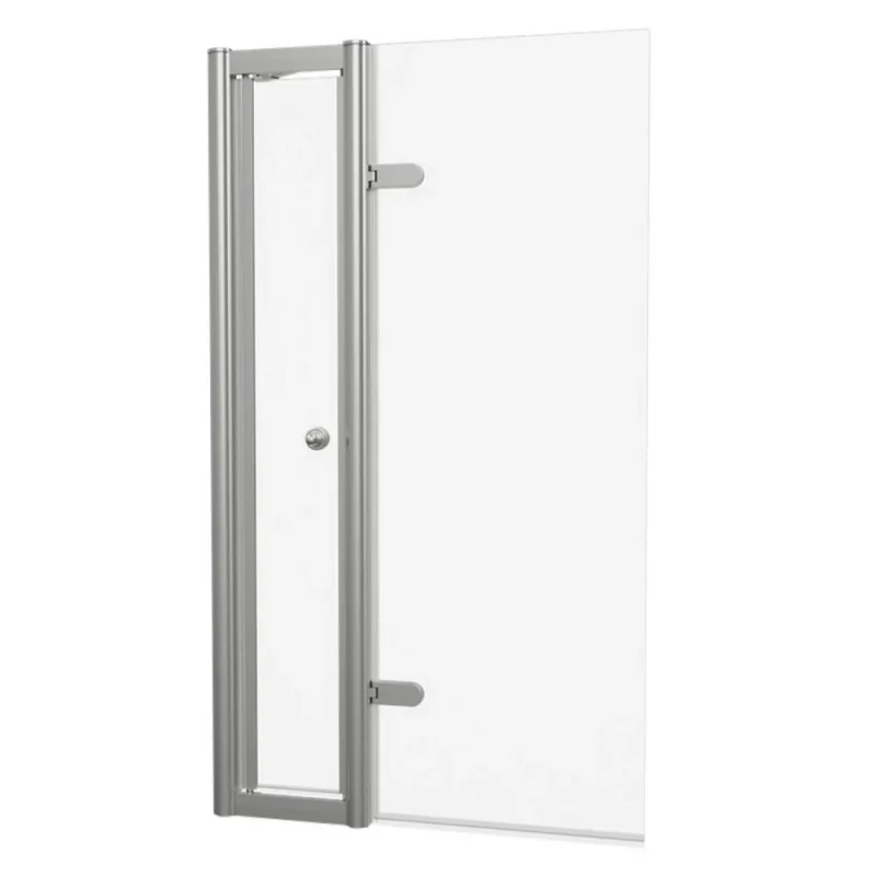 Burlington Classique Hinged Single Bath Screen 850 Brushed Nickel detail view - Image 3
