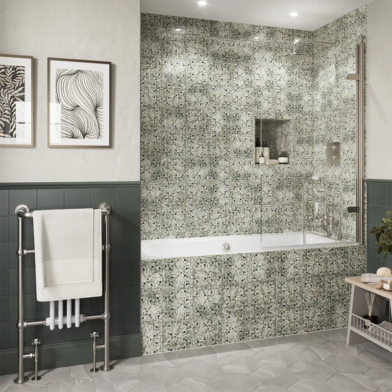 Burlington Classique Hinged Single Bath Screen 850 Brushed Nickel product image - Image 4