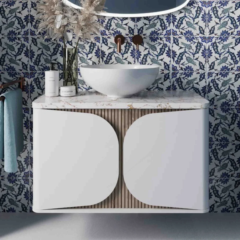 Crosswater Tamobour 800mm Floorstanding Vanity With Doors White Matt detail view - Image 3