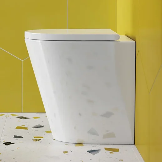 Britton Sphere Tall Rimless Back To Wall Pan 480mm & Seat Gloss White detail view - Image 5
