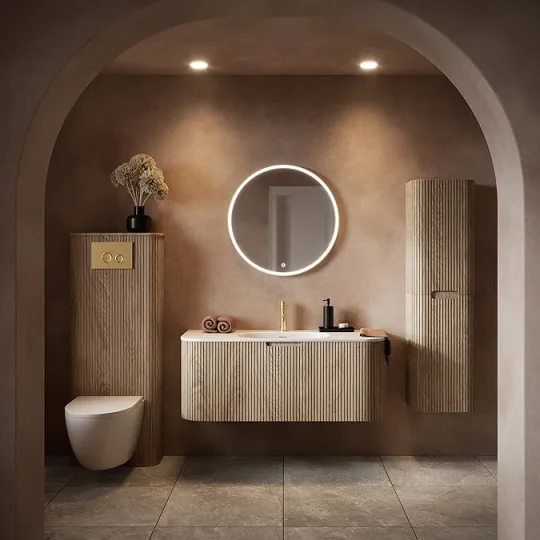 Crosswater Infinity Illuminated Mirror 700 Brushed Brass detail view - Image 2