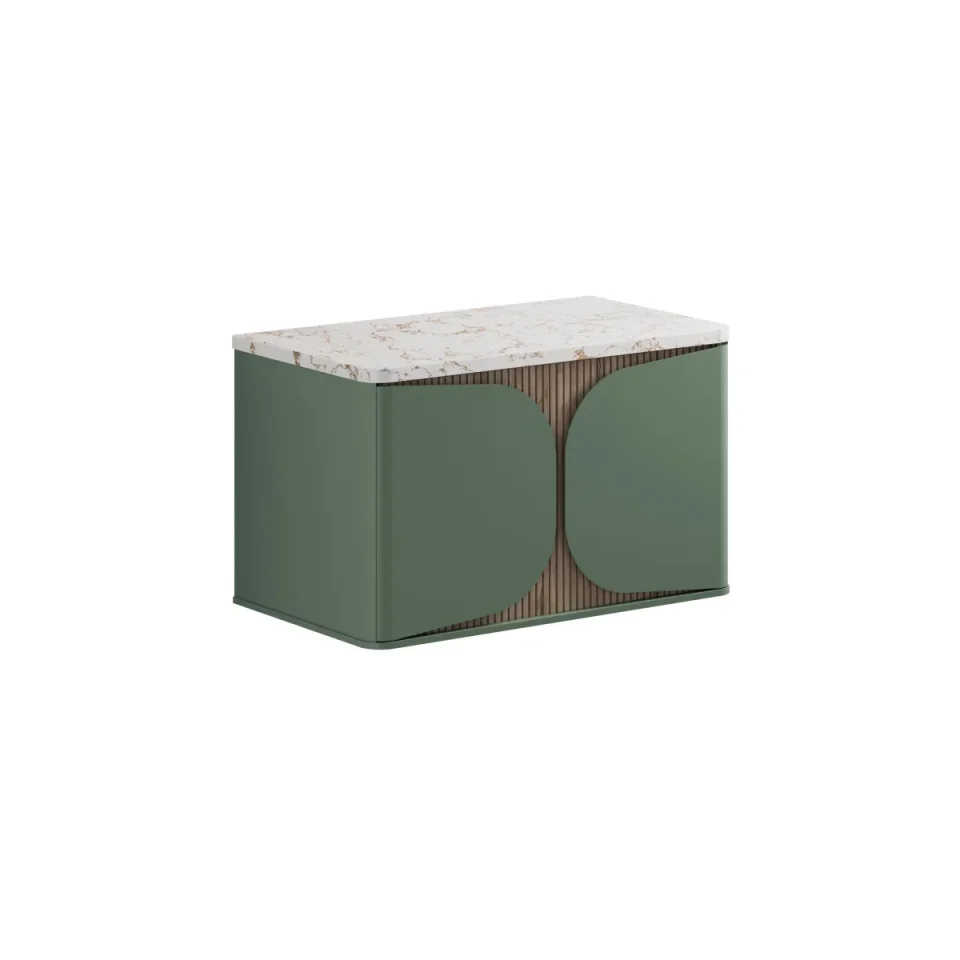 Crosswater Tamobour 800mm One Drawer Wall Hung Vanity Sage Green detail view - Image 2
