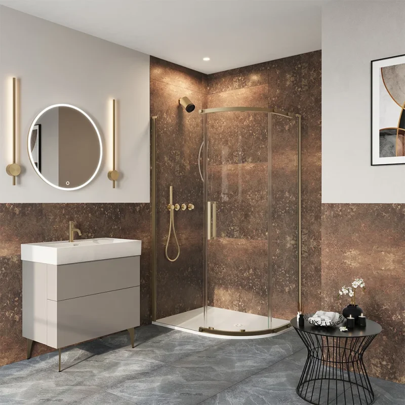 Crosswater Asura 8mm Quadrant Single Door B 1200 x 900 Moving Door Brushed Brass product image - Image 1
