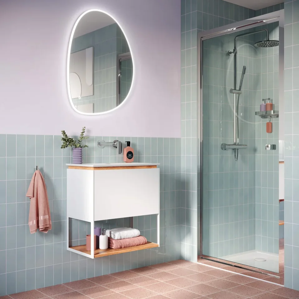 Crosswater Mada Shelf & Frame 700 Matt White detail view - Image 2