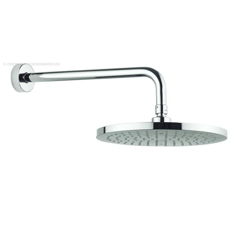 Crosswater Fusion Fixed Head 250mm & Wall Arm Round Chrome detail view - Image 3