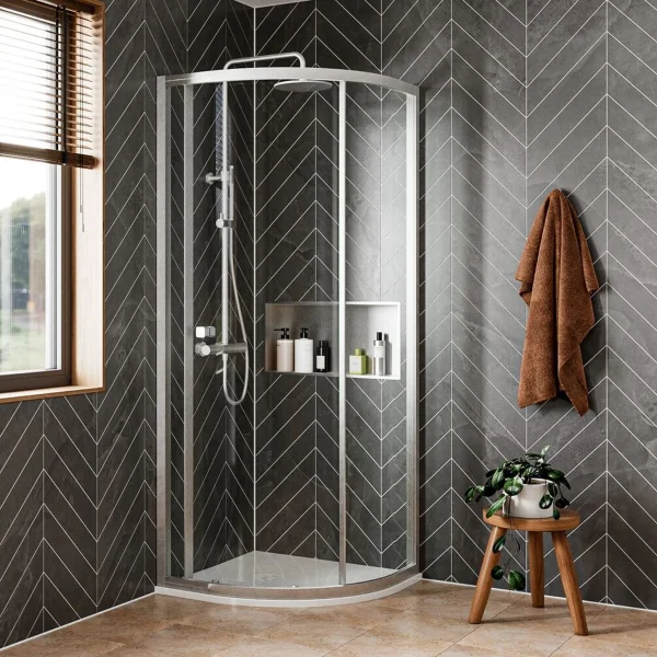 Crosswater Clear 6 Quadrant Single Door 900 Brushed Nickel