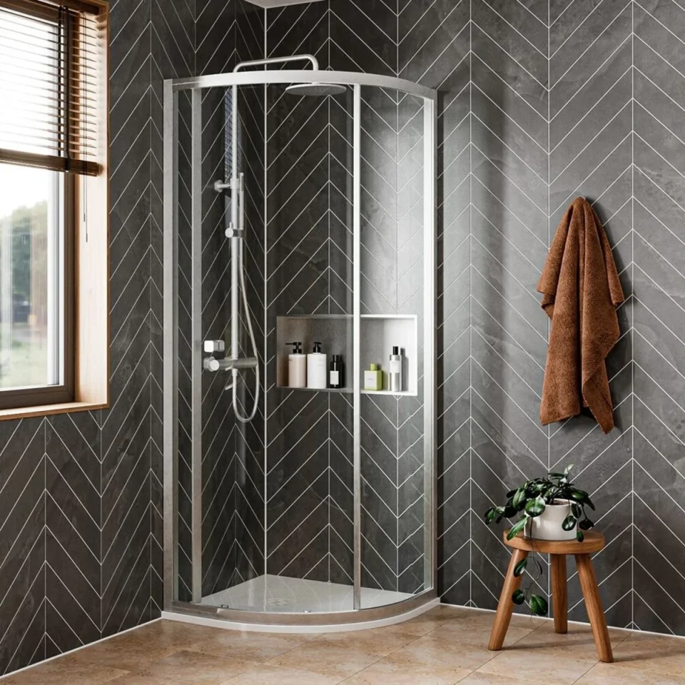 Crosswater Clear 6 Quadrant Single Door 900 Brushed Nickel product image - Image 1