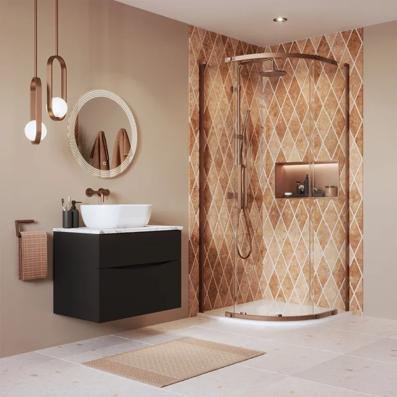 Crosswater Asura 8mm Quadrant Single Door B 900 x 900 Moving Door Brushed Bronze product image - Image 1