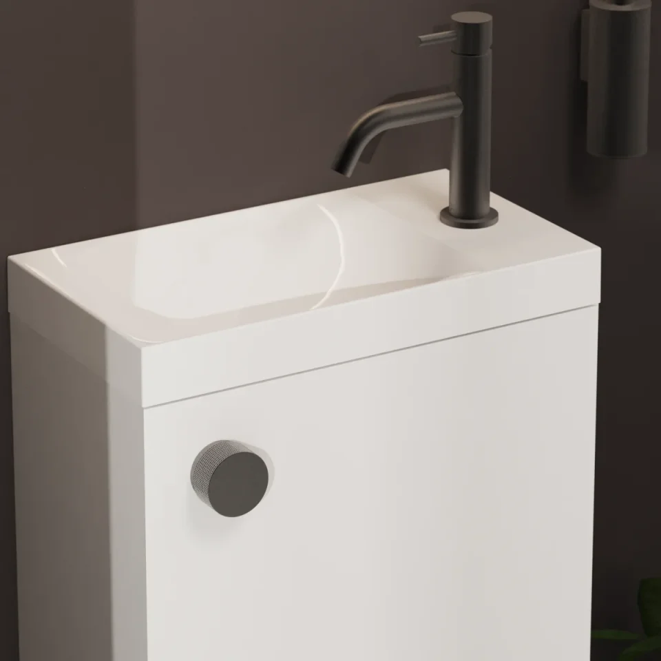 Crosswater Knurled Furniture Handle x 1 Matt Black detail view - Image 4