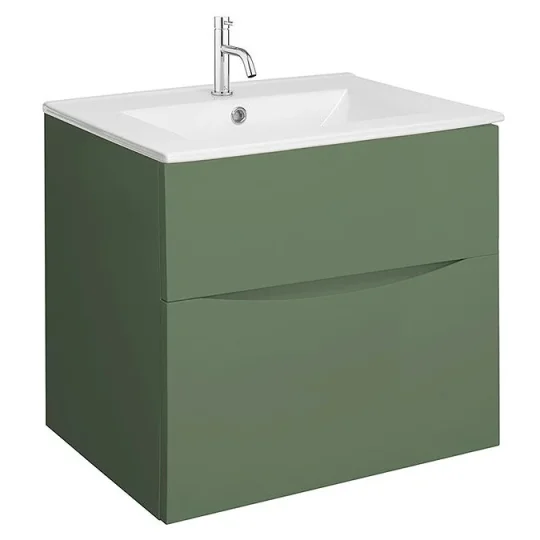 Crosswater Glide II 2 Drawer Basin Unit 600 Sage Green detail view - Image 2