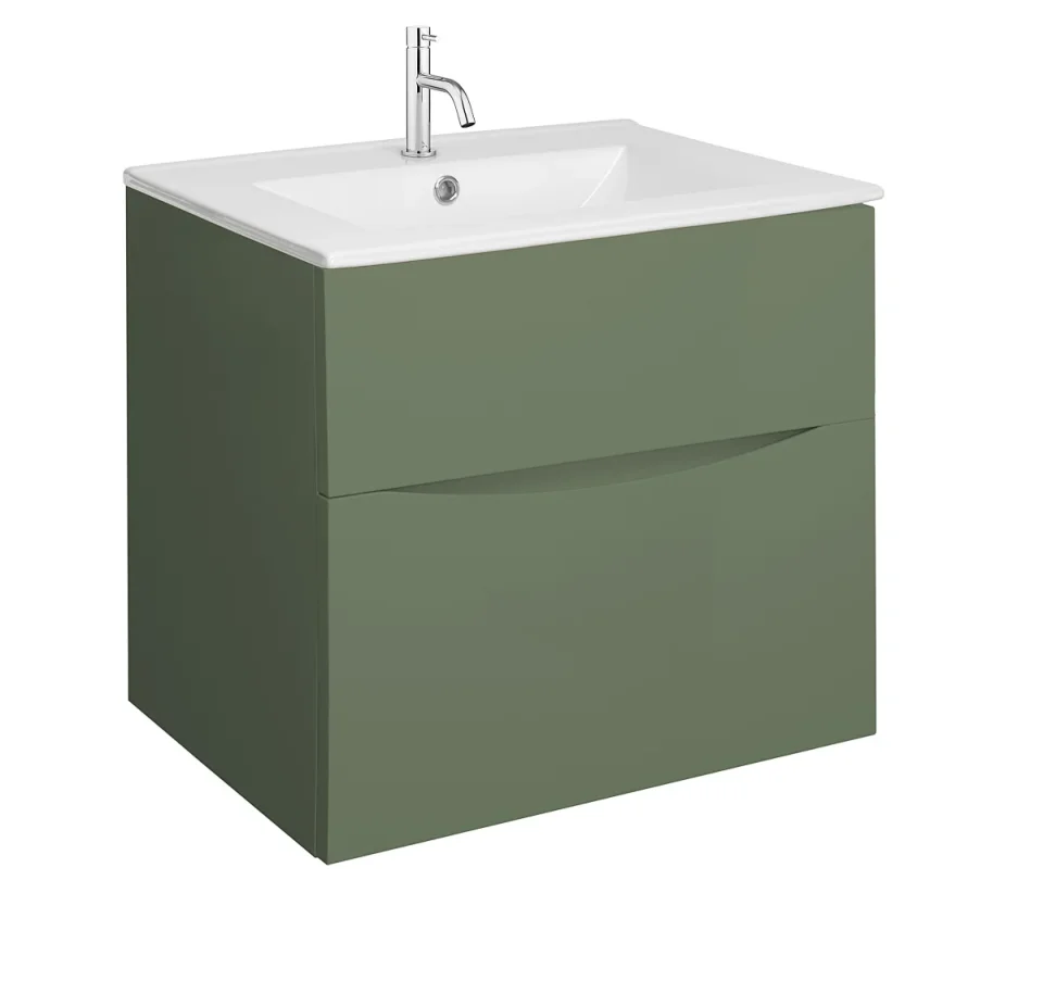 Crosswater Glide II 2 Drawer Basin Unit 600 Sage Green product image - Image 3