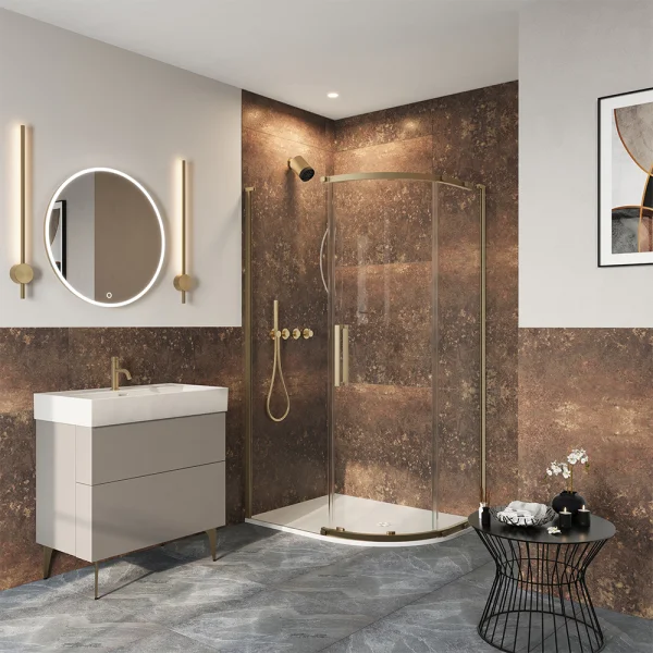 Crosswater Asura 8mm Quadrant Single Door B 1000 x 800 Moving Door Brushed Brass