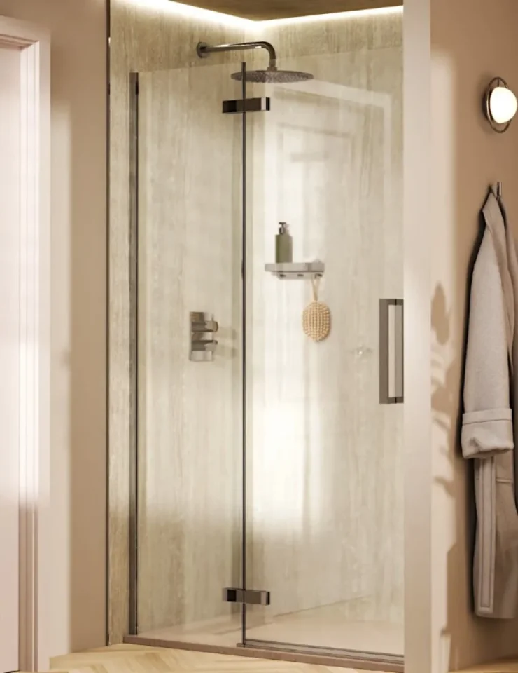 Crosswater Asura Hinged Door with Inline Fixed Panel 1200 Chrome detail view - Image 4