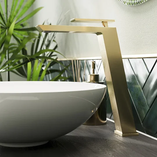 Crosswater Limit Tall Basin Monobloc Brushed Brass detail view - Image 2