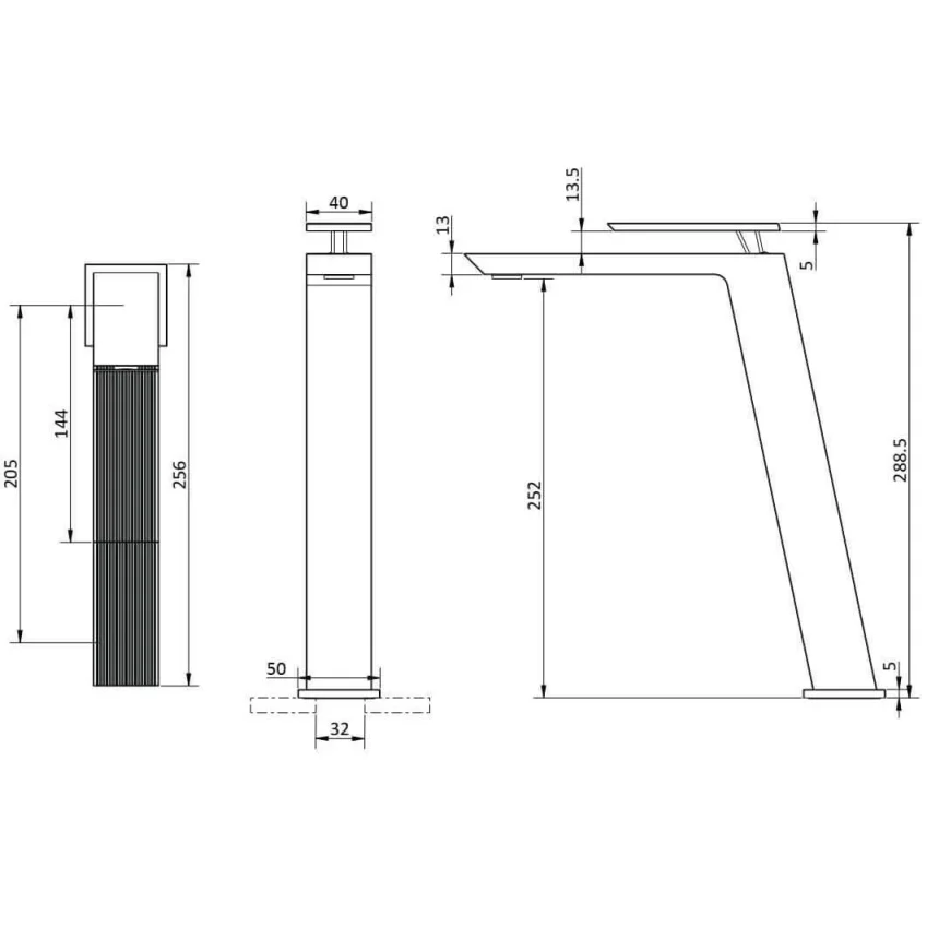 Crosswater Limit Tall Basin Monobloc Brushed Brass detail view - Image 3