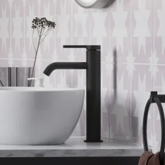 Britton Hoxton 2.0 Slim Washbowl Mixer Matt Black detail view - Image 2