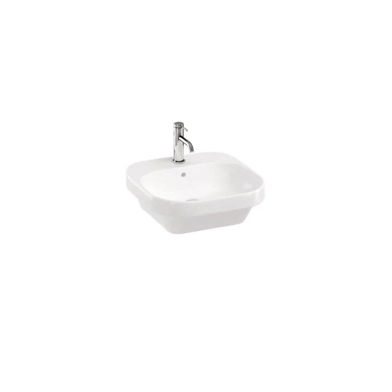 Britton Curve 2 Basin 450 X 450mm 1 Tap Hole Gloss White detail view - Image 3