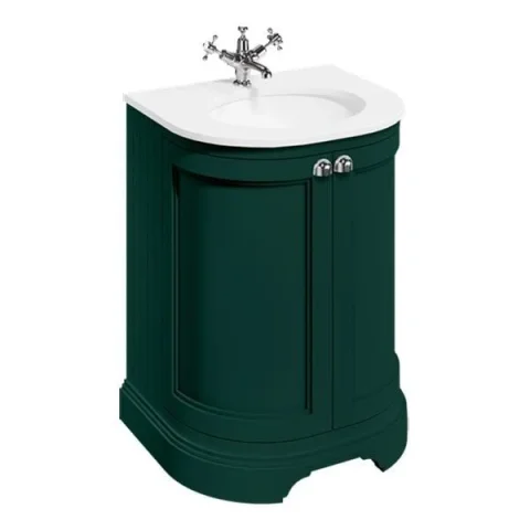 Burlington Curved Basin Unit 650 Doors Matt Green detail view - Image 2