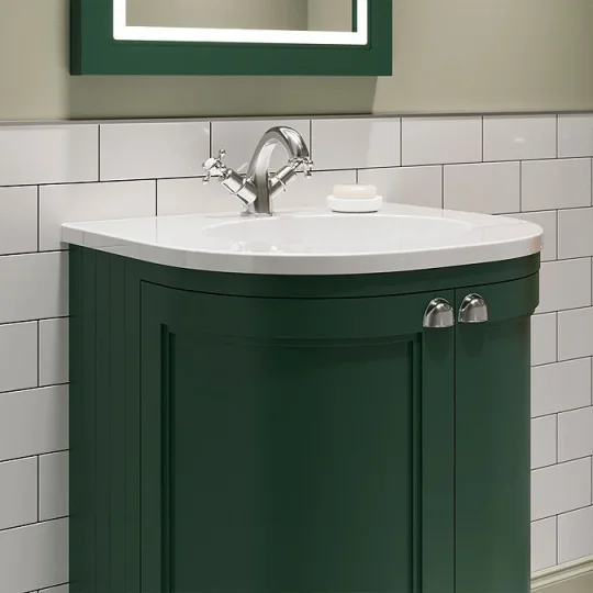 Burlington Curved Basin Unit 650 Doors Matt Green detail view - Image 3