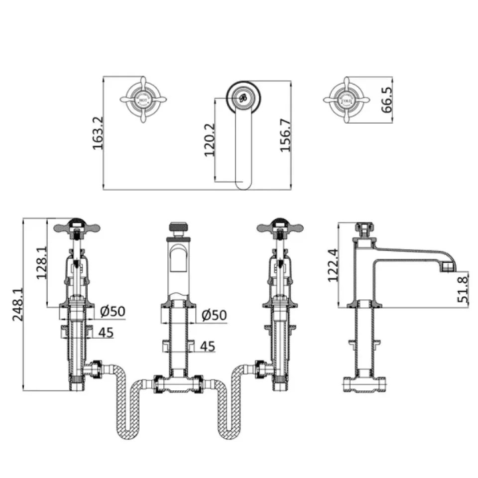 Burlington Guild Basin 3th Mixer Deck Mounted Chrome detail view - Image 5