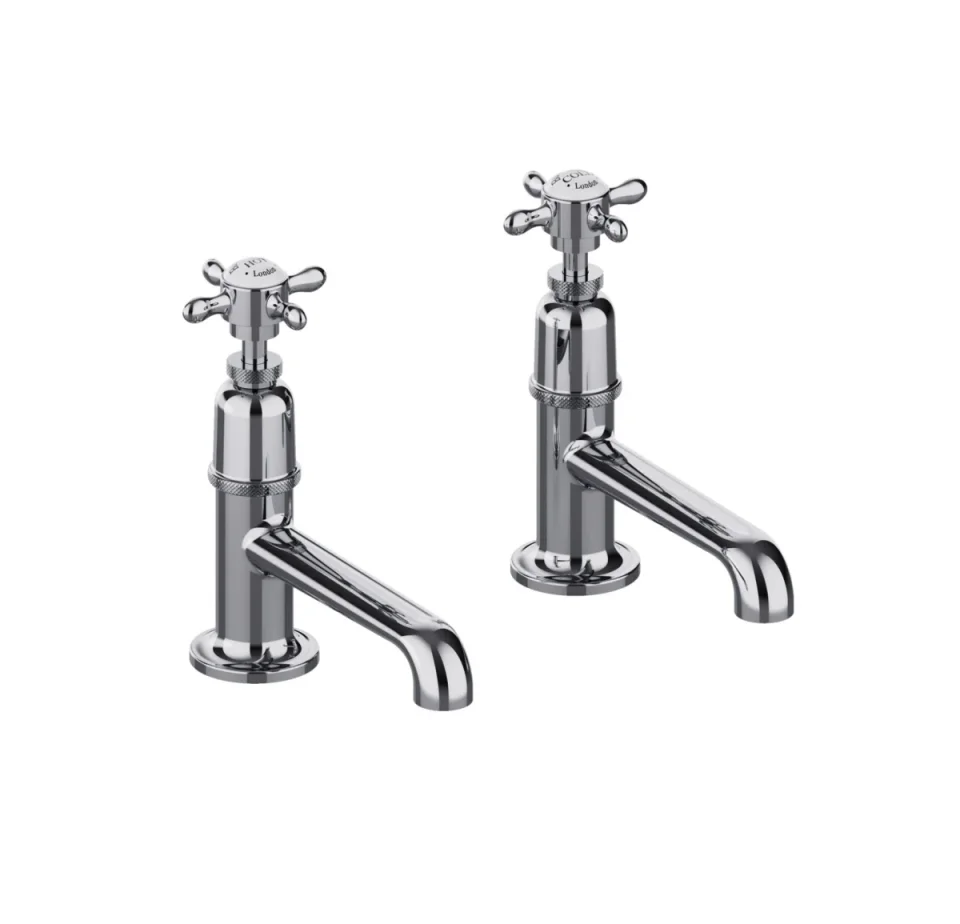Burlington Guild Basin Pillar Tap (long Nose) Chrome detail view - Image 3
