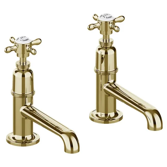 Burlington Guild Basin Pillar Tap (long Nose) Gold detail view - Image 3