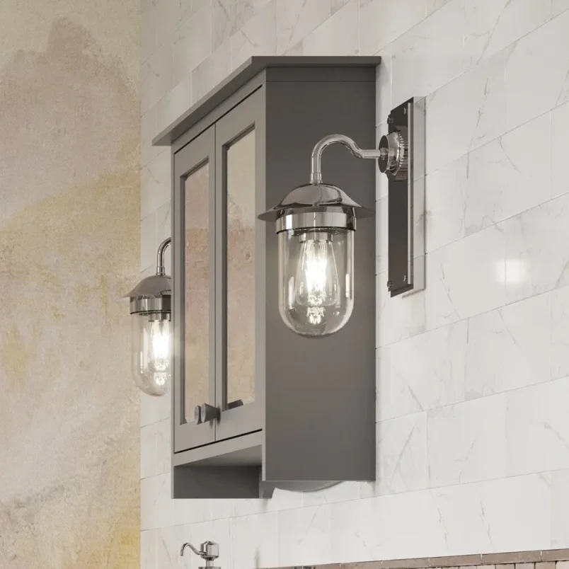 Burlington Guild Mirror Cabinet 650mm Ashbee Grey detail view - Image 4