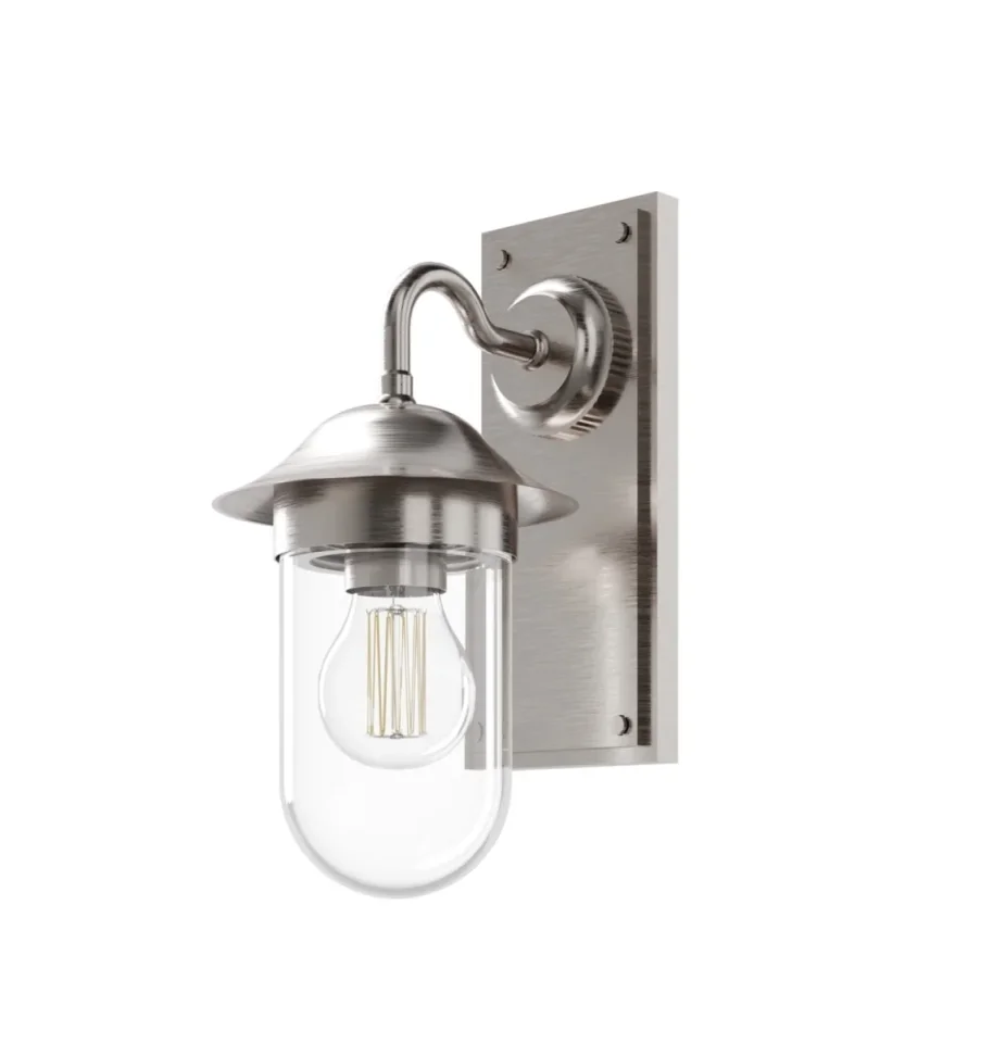 Burlington Guild Wall Light & Clear Glass Brushed Nickel detail view - Image 3