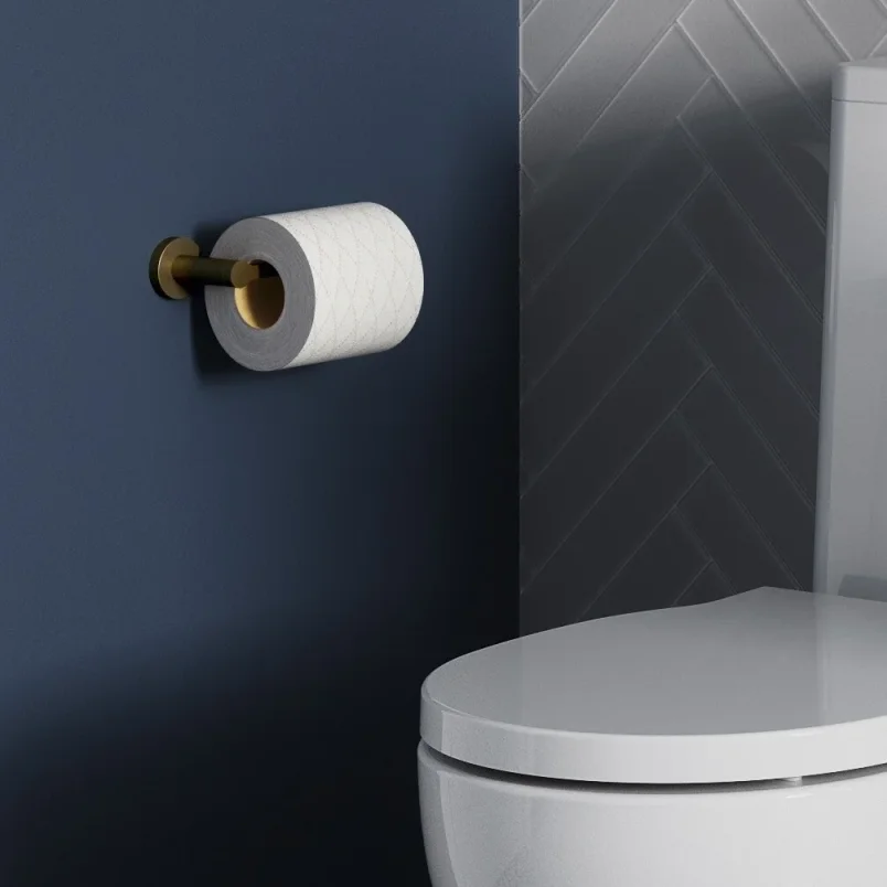 Britton Hoxton 2.0 Single Toilet Roll Holder Brushed Brass detail view - Image 2