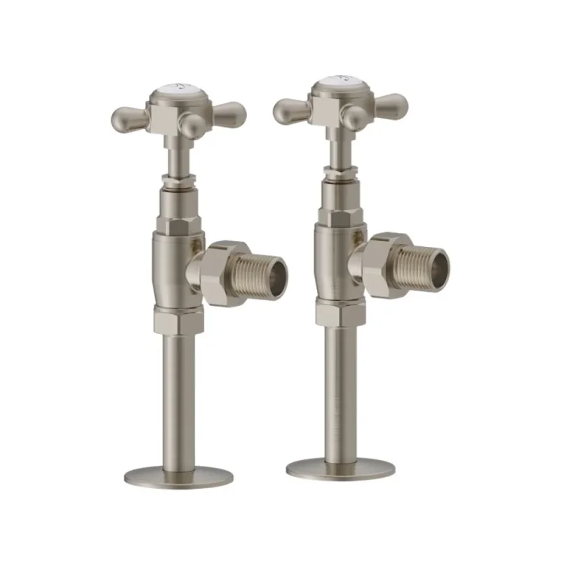 Burlington Angled Radiator Valve Brushed Nickel detail view - Image 2