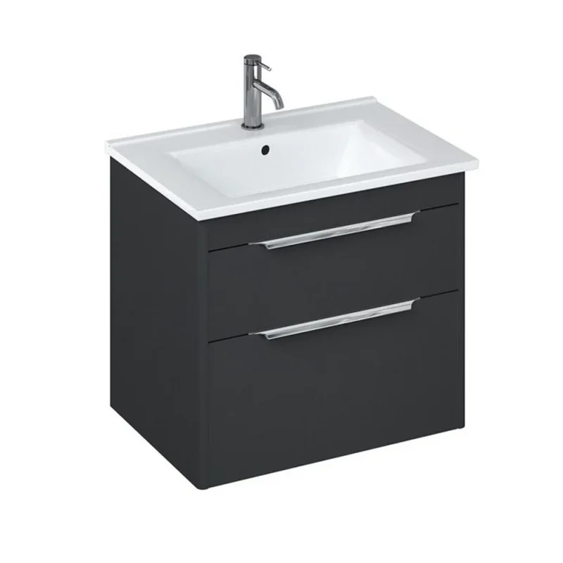 Britton Shoreditch Double Drawer Unit 650mm Matt Grey detail view - Image 3