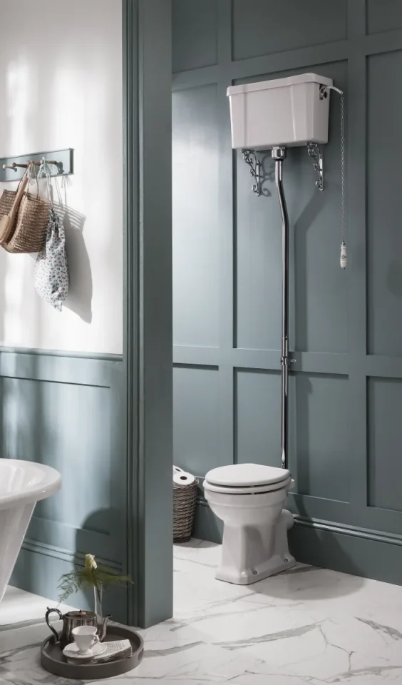 Burlington High Level Dual Flush Cistern Lever C5 Brushed Nickel detail view - Image 2