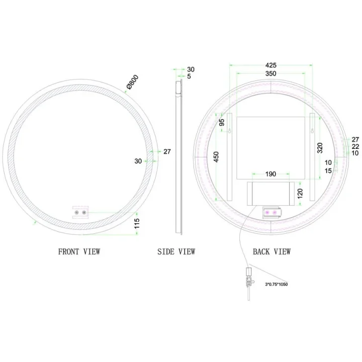 Britton Shoreditch Circular Mirror 800 Led detail view - Image 2