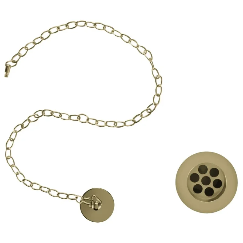 Burlington Basin Waste Plug & Chain Slotted Gold detail view - Image 2