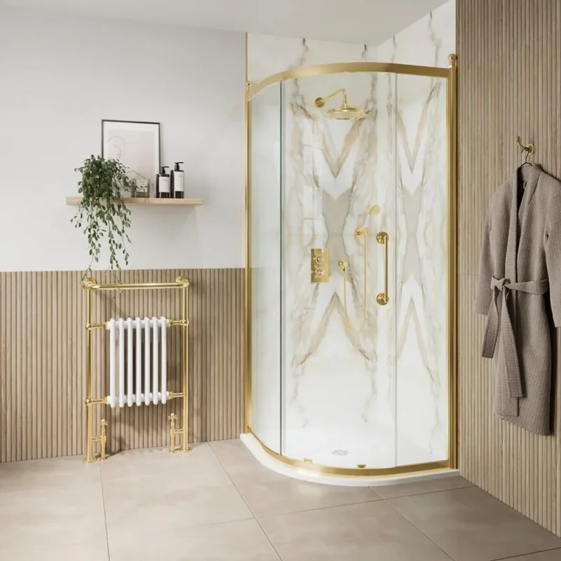 Burlington Classique Single Quadrant Door 800 X 800 Gold detail view - Image 2