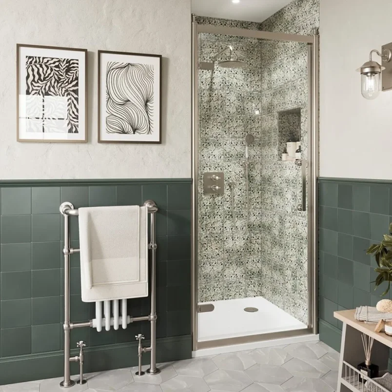 Burlington Classique Hinged Door 1000 Brushed Nickel detail view - Image 2
