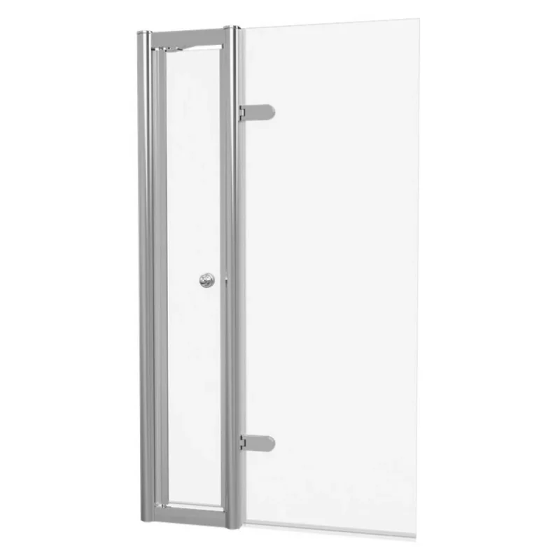 Burlington Classique Hinged Bath Screen With Access Door 850 And Victorian 1850 Handle Chrome detail view - Image 2
