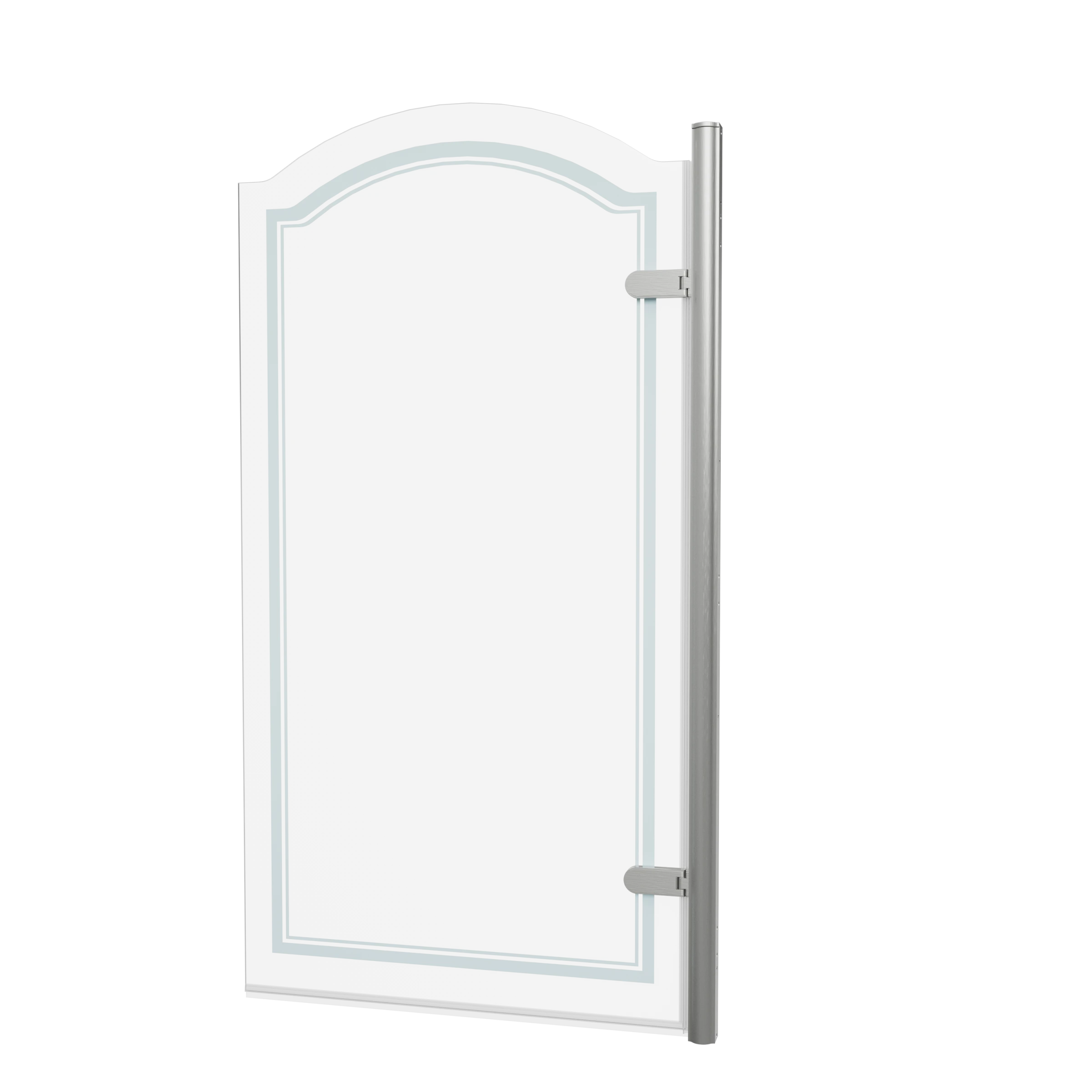 Burlington Classique Curved Hinge Bath Screen With Frosting 850 Rh Brushed Nickel