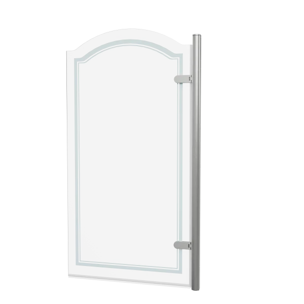 Burlington Classique Curved Hinge Bath Screen With Frosting 850 Rh Brushed Nickel