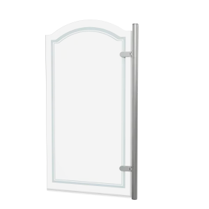 Burlington Classique Curved Hinge Bath Screen With Frosting 850 Rh Brushed Nickel
