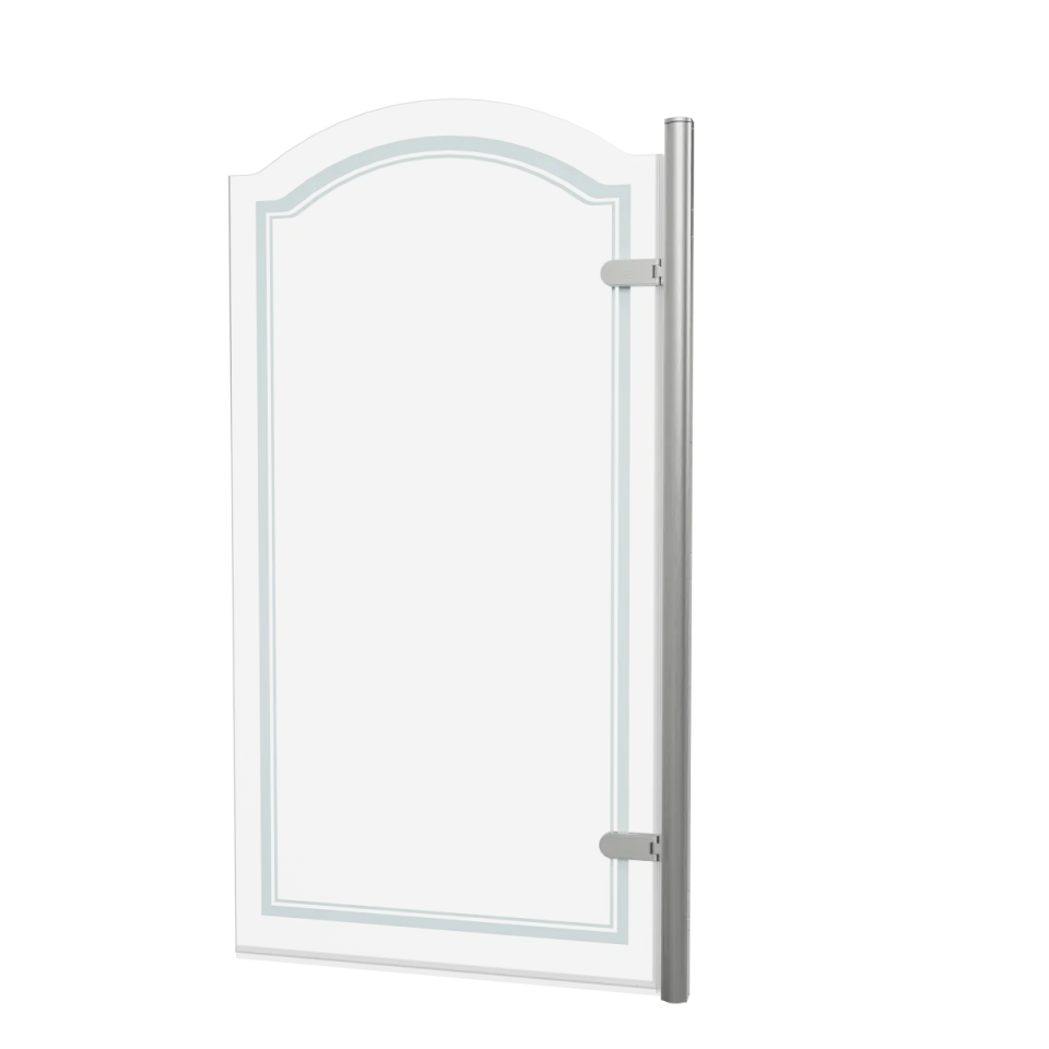 Burlington Classique Curved Hinge Bath Screen With Frosting 850 Rh Brushed Nickel product image - Image 1
