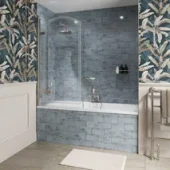 Burlington Classique Curved Hinge Bath Screen With Frosting 850 Lh Gold detail view - Image 2